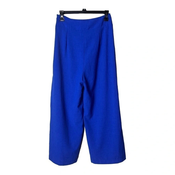 1381. L’ATISTE BY AMY HIGH WAIST WIDE LEG PANTS BRIGHT ROYAL BLUE IN COLOR SMALL - Picture 6 of 9